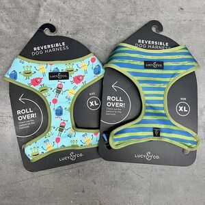 NWT Lucy & Co‎ Unisex XL Monster Alien Striped Reversible Comfort Dog Harness